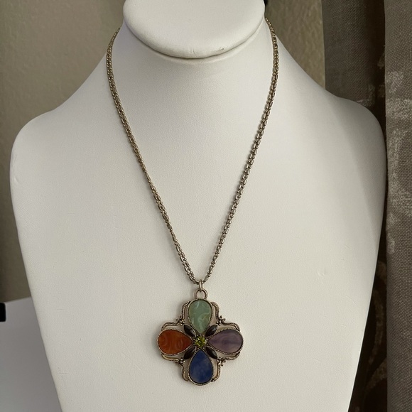 Monet signed multi color lucite cross pendant - Picture 4 of 5